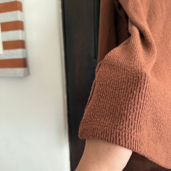 ENZO COSTA | Brown Long Sleeve Shirt RIb Knit | Extra Small Minimalist - Picture 7 of 7